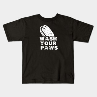 wash your hands cute vintage retro cat paws Kids T-Shirt